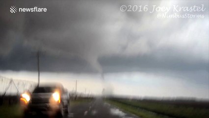Dramatic footage of a large tornado in Arkansas