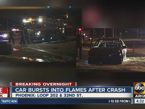 Car bursts into flames after Phoenix crash