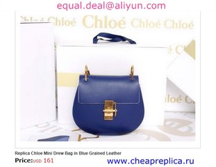 Chloe Mini Drew Bag in Blue Real Leather for Sale