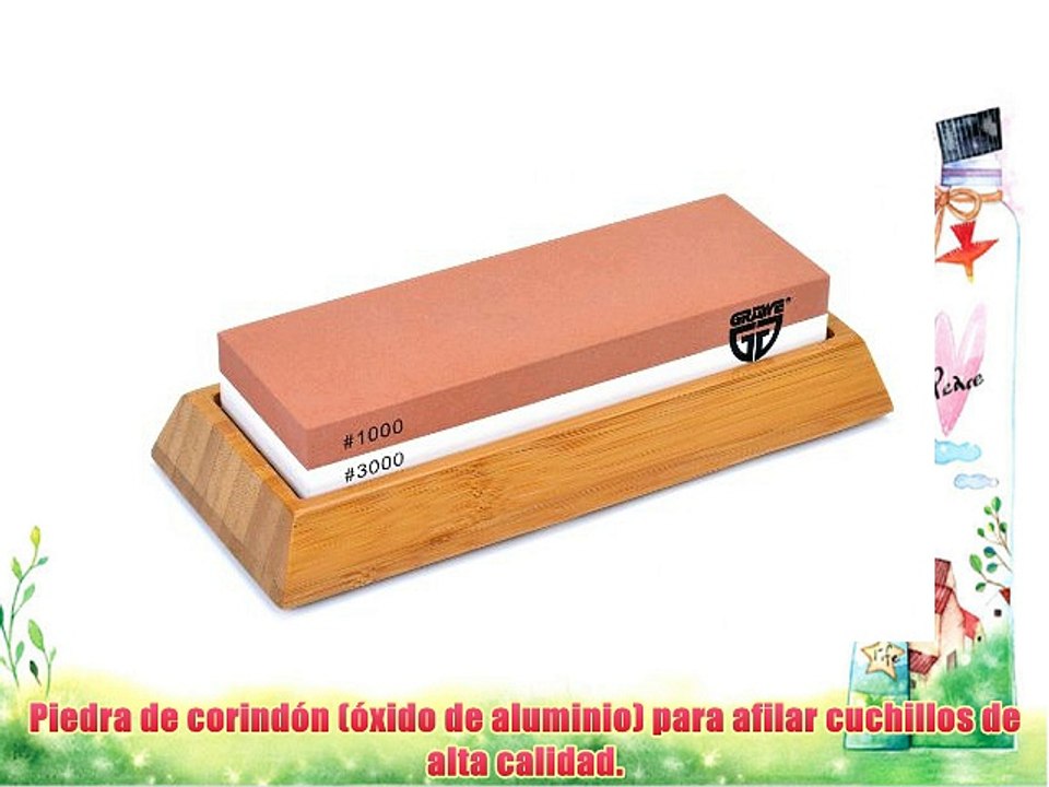 Gräwe - Piedra para afilar cuchillos (granulado 1000 / 3000 soporte de bambú)