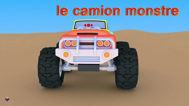 Jeu dassemblage : le camion monstre. Dessin animé francais. Monster trucks for children