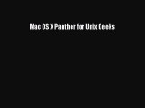 Read Mac OS X Panther for Unix Geeks Ebook Free