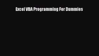 Read Excel VBA Programming For Dummies Ebook Free