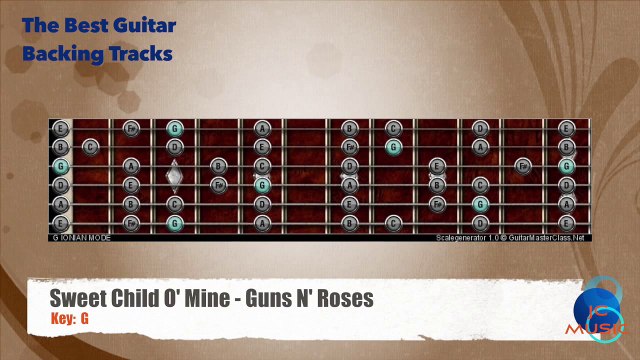Sweet Child O' Mine - Guns N' Roses Guitar Backing Track with scale chart