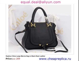 Chloe Large Marcie Bag in Black Real Leather for Sale