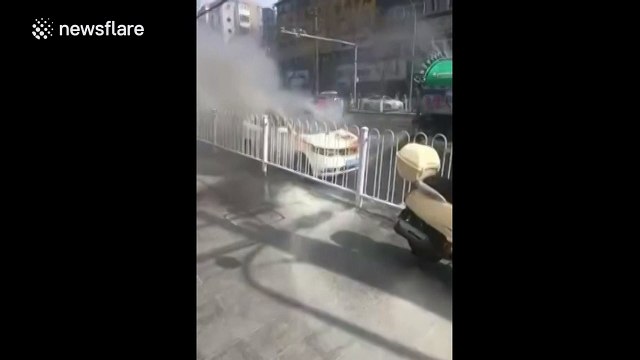 'Sprinkler' vehicles in China play nice, classical music while they put out fires