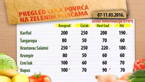 Cene povrća na zelenim pijacama za period 07-11.03.2016.