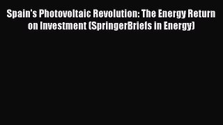 Download Spain's Photovoltaic Revolution: The Energy Return on Investment (SpringerBriefs in