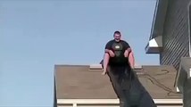 man is craling to fell into swiming pool
