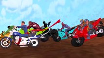 Bike Racing Videos For Children By Spiderman Ironman Hulk Batman Superman Cartoons