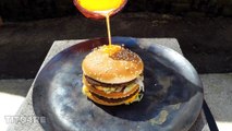 Man pours molten copper on to a Big Mac. The results are spectacular