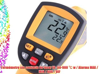 Termómetro sin contacto de laser IR -50-900 ℃ w / Alarma MAX / MIN / AVG / DIF