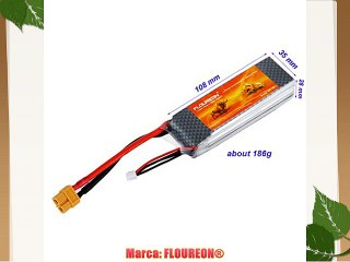 Floureon Batería Lipo RC XT60 de 11.1V 2200mAh 3S 25C Para Walkera E22 DJI Phantom Quadcopter