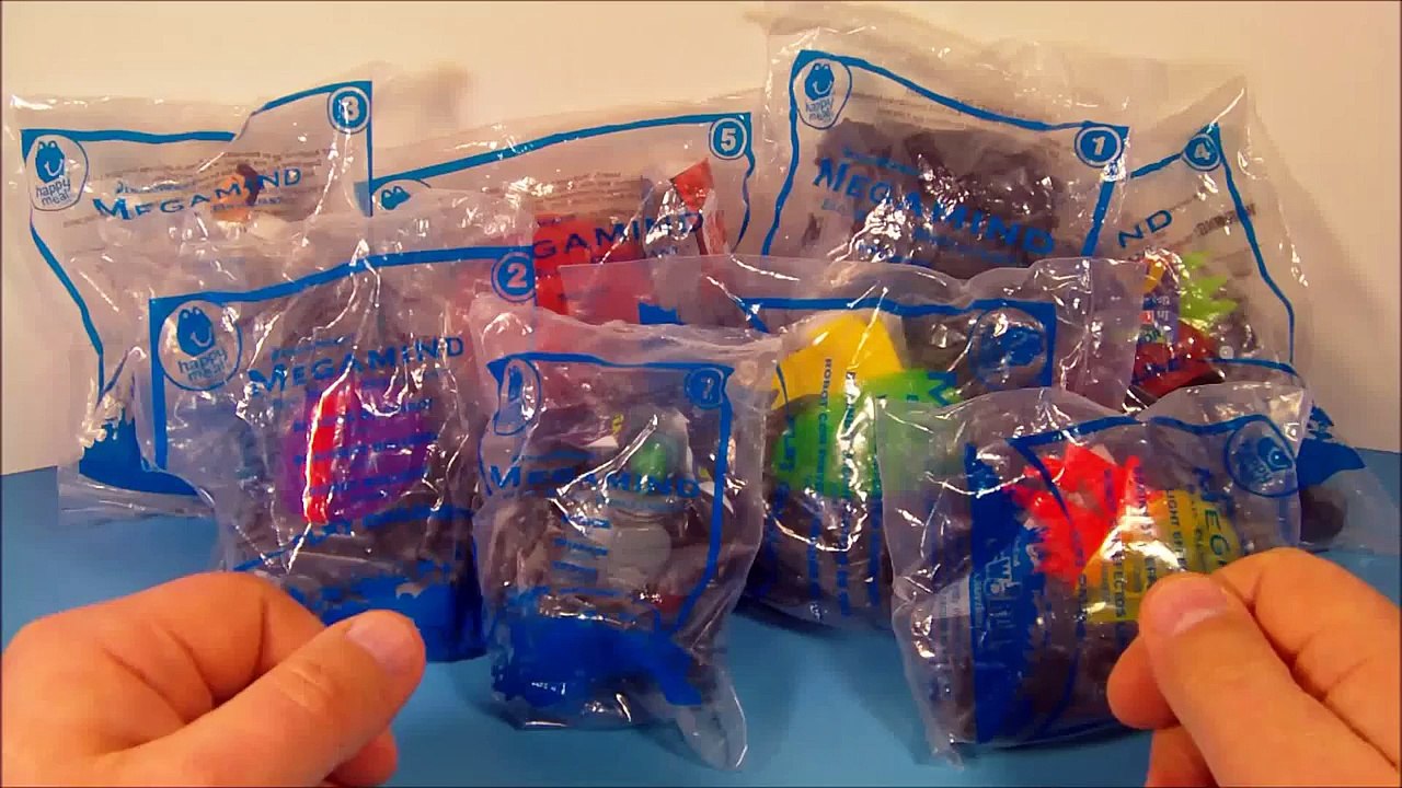 2010 DREAMWORKS MEGAMIND SET OF 8 McDONALDS HAPPY MEAL MOVIE TOYS VIDEO REVIEW