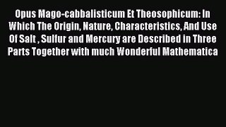 Download Opus Mago-cabbalisticum Et Theosophicum: In Which The Origin Nature Characteristics