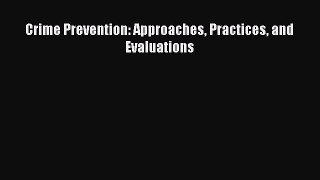 Read Crime Prevention: Approaches Practices and Evaluations Ebook Free