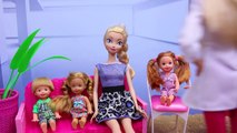 BARBIE DENTIST Visit with Frozen Kids, Doctor Spiderman & Barbie Kelly Dolls by DisneyCarT