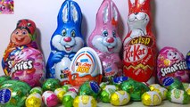 Kinder Joy Surprise Egg Unboxing KitKat Easter Bunny Many Chocolate Eggs