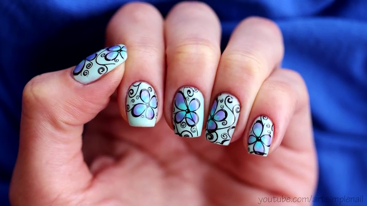 Красивый маникюр со стемпингом под гель лак. Дизайн гель лаком - Gel Polish  Nail Art Tutorial