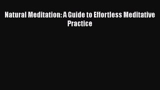 Download Natural Meditation: A Guide to Effortless Meditative Practice Ebook Online
