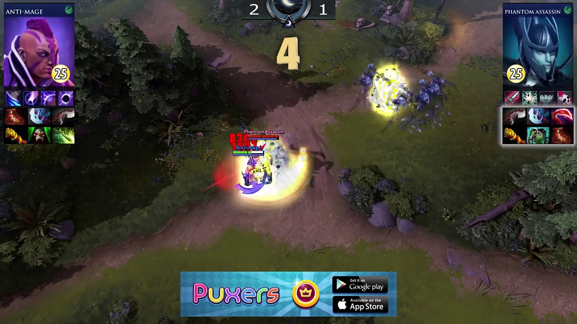 Dota 2 Phantom Assassin Vs Anti Mage Battle Mortred Vs Magina