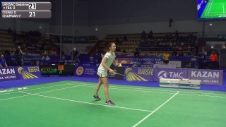 Incredible defense by Delphine Lansac European Team Badminton championships 2016