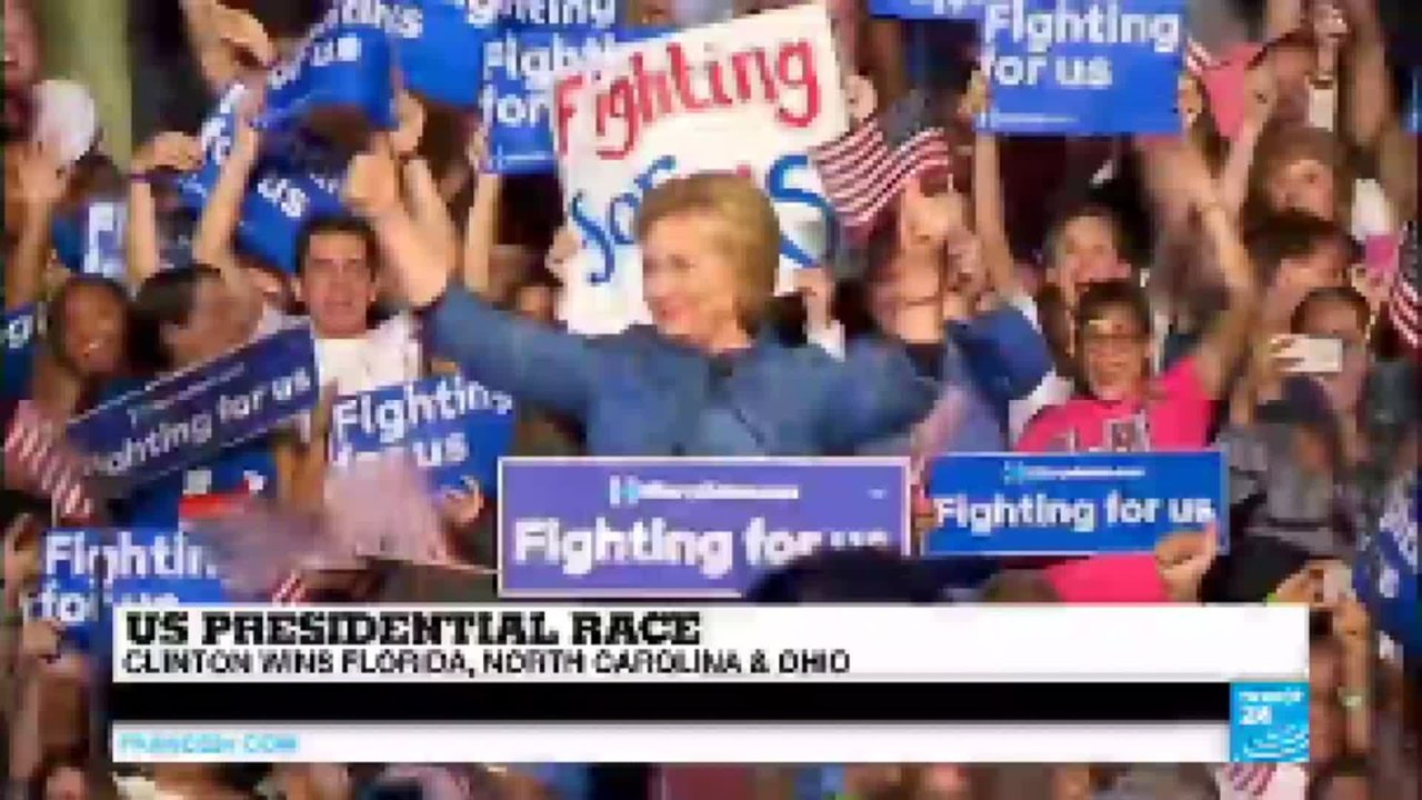 US Presidential race: Clinton wins Florida, North Carolina and Ohio