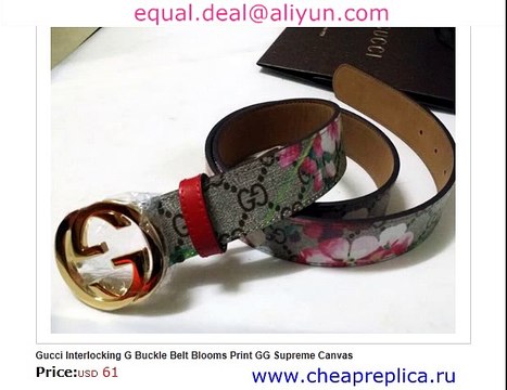 Gucci Interlocking G Buckle Belt Blooms Print GG Supreme Canvas for Sale