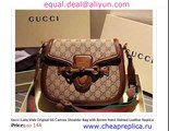 Gucci Lady Web Original GG Canvas Shoulder Bag with Brown Hand Stained Leather Replica for Sale