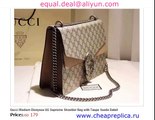 Gucci Medium Dionysus GG Supreme Shoulder Bag with Taupe Suede Datail Replica