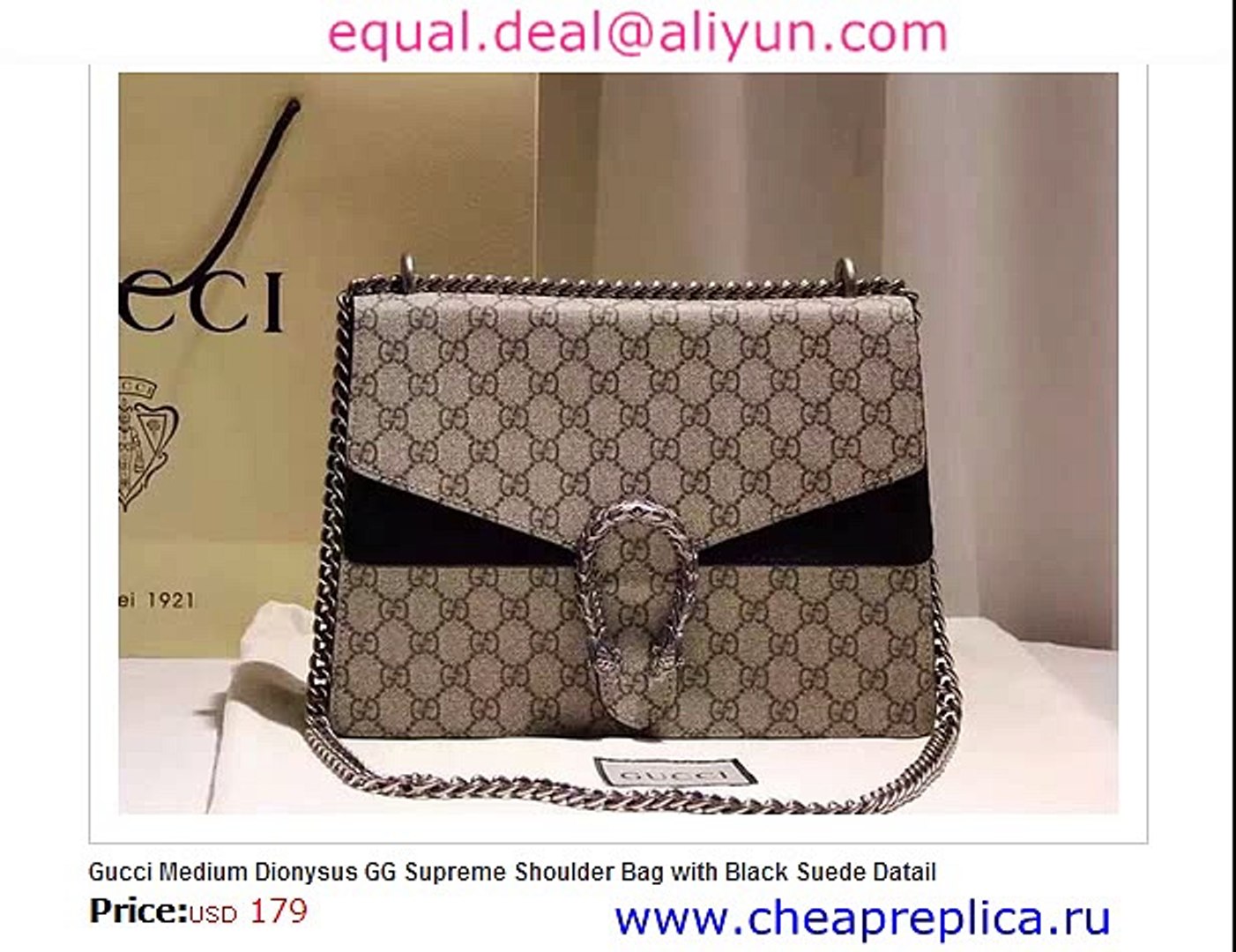 Gucci Medium Dionysus GG Supreme Shoulder Bag with Black Suede Datail for Sale video Dailymotion