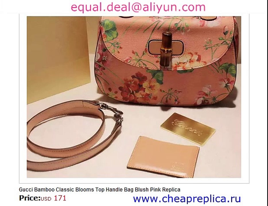 Gucci Bamboo Classic Blooms Top Handle Bag Blush Pink for Sale