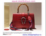 Gucci Dionysus Leather Top Handle Bag Red Crocodile Print Leather for Sale