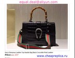 Gucci Dionysus Leather Top Handle Bag Black Crocodile Print Leather for Sale