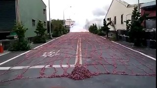 Explosion of thousands firecrackers