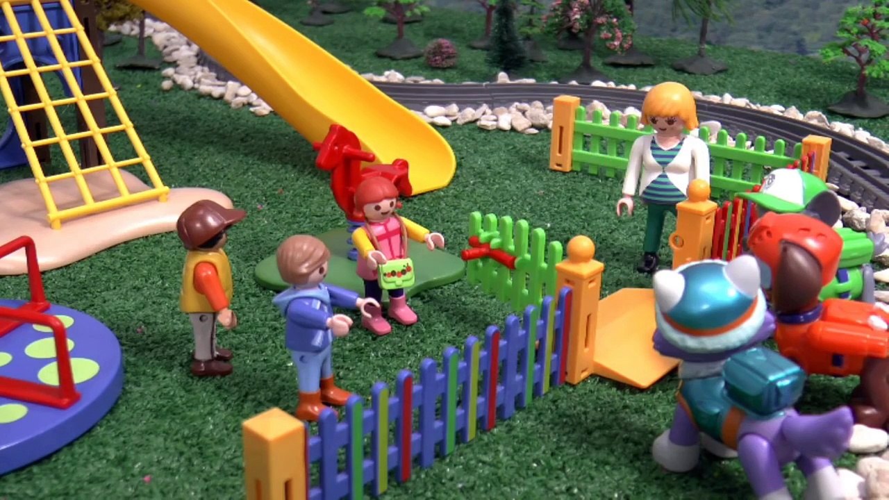 Paw Patrol Rescue in PLAYMOBIL Playground Toys | Play Doh Eggs and Thomas Kids Stop Motion