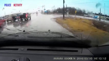 Caught on camera- Driver escapes car seconds before it is wiped out by freight train