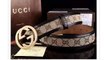 Gucci Interlocking G Buckle Belt Brown Canvas with Black Leather Trim Replica for Sale