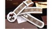 Replica Gucci Interlocking G Buckle Belt In Brown With White Leather Trim for Sale