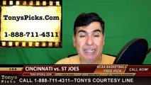 College Basketball Free Pick St Joseph Hawks vs. Cincinnati Bearcats Prediction Odds Preview 3-18-2016