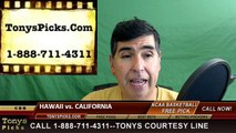 College Basketball Free Pick California Golden Bears vs. Hawaii Warriors Prediction Odds Preview 3-18-2016