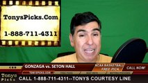 College Basketball Free Pick Seton Hall Pirates vs. Gonzaga Bulldogs Prediction Odds Preview 3-17-2016