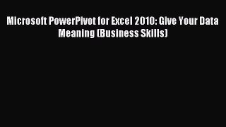 Download Microsoft PowerPivot for Excel 2010: Give Your Data Meaning (Business Skills) Ebook