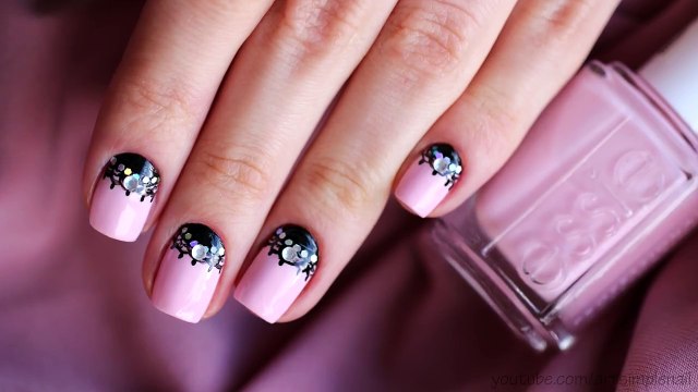 Лунный маникюр на коротких ногтях. Маникюр Кружево - Lace Nail Art Tutorial