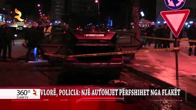 360° Gradë -VLORË, POLICIA NJË AUTOMJET PËRFSHIHET NGA FLAKËT