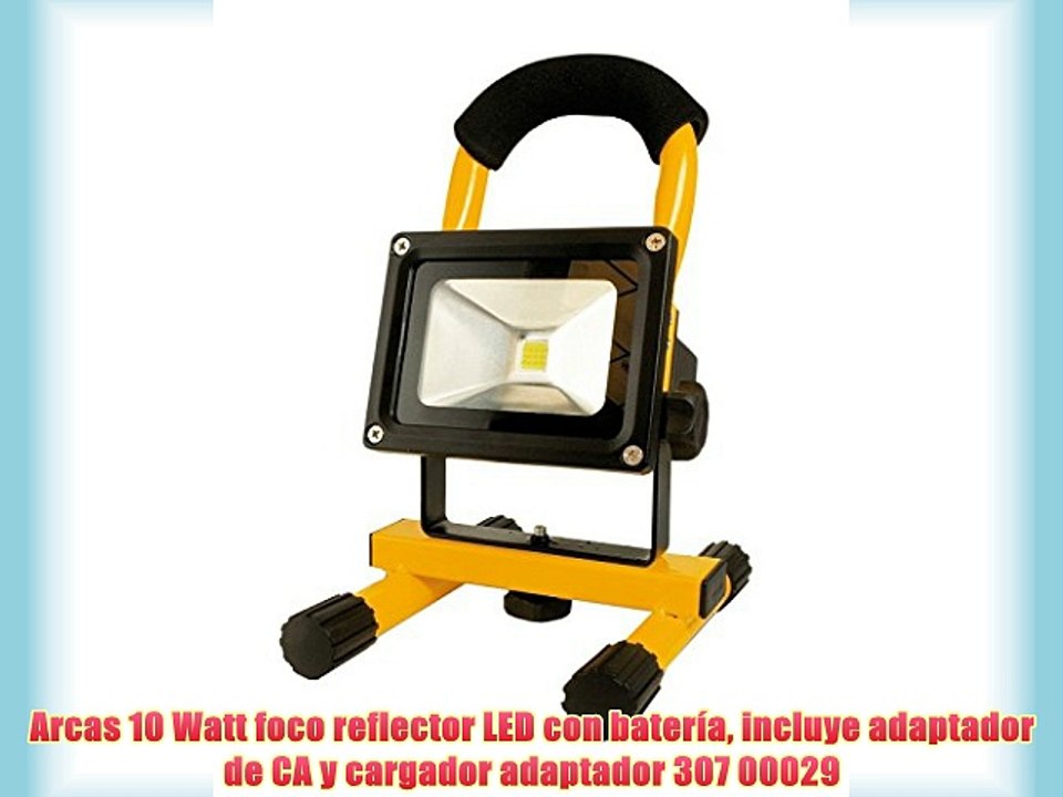 Arcas 10 Watt foco reflector LED con batería incluye adaptador de CA y cargador adaptador 307