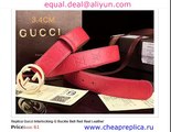 Gucci Interlocking G Buckle Belt Red Real Leather Replica for Sale