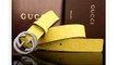 Gucci Embossed Leather GG Belt With Silver G Buckle Yellow Replica for Sale