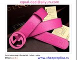 Gucci Interlocking G Buckle Belt Fuchsia Leather for Sale