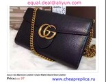 Gucci GG Marmont Leather Chain Wallet Black Real Leather for Sale